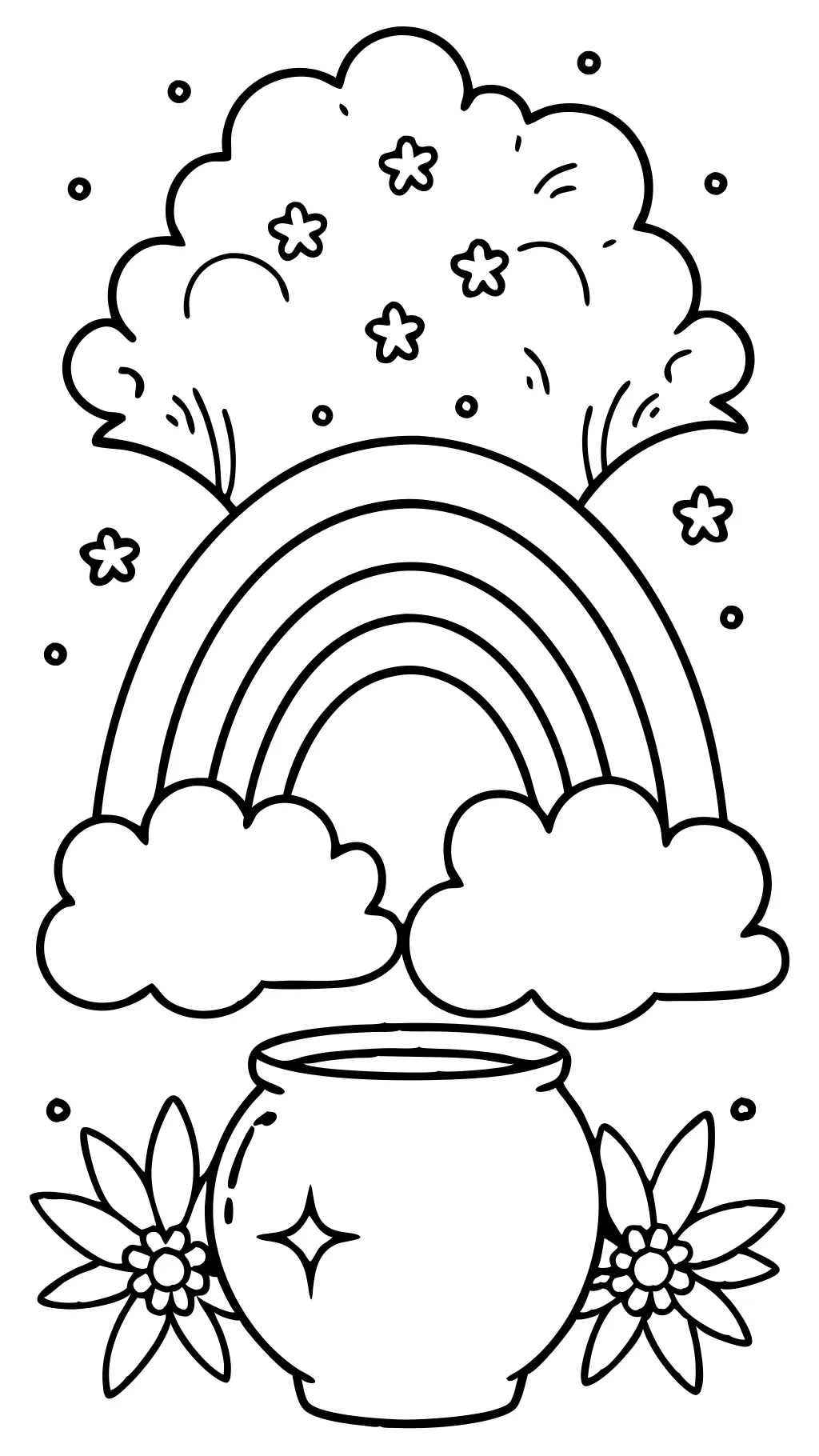 arc-en-ciel avec pot de coloriage d’or